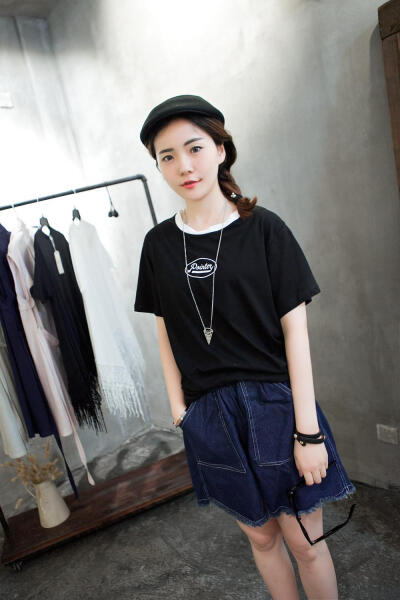 RQ2015夏季女装 韩版运动休闲修身显瘦字母短袖T恤打底衫