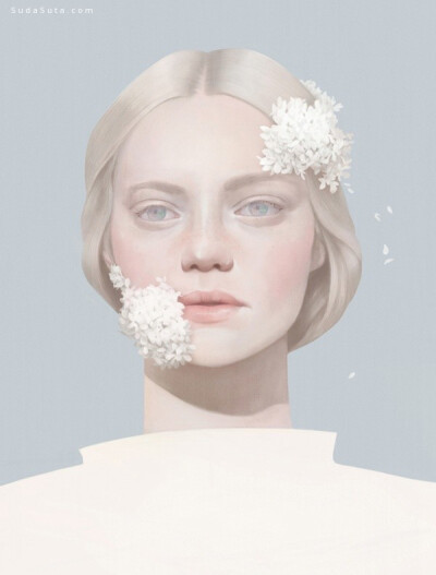 Hsiao Ron Cheng（郑晓嵘），1986年出生在台湾的插画艺术家。她的作品灰色温柔，充满着怪诞的想法，画面使用色轻柔，用明亮色填满画面给予满满地夏天ice cream的味道。 Hsiao-Ron Cheng 在上篇展现了用鲜花半遮眼眸…