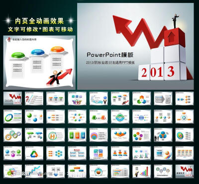 2013年工作计划目标业绩报告会议PPT PPT模板 PPT背景 PPT图表 POWERPOINT 工作 会议 报告 座谈 交流 研讨 表彰 总结 计划 活动 动画 课件 幻灯片 业绩 职场 企业文化 上升 统计 数据