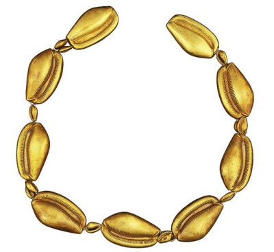 【黄金贝壳腰链】Girdle with Gold Shells 黄金铸造成空心的贝壳形状