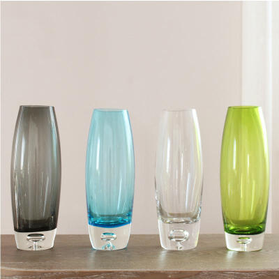 现代时尚彩色玻璃花瓶简约家居饰品加厚弧形花插花器客厅桌面摆件