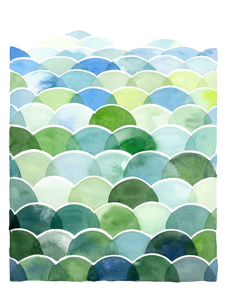 Handmade Watercolor Abstract Blue and Green Field and Sky Painting- 8x10 Wall Art Watercolor Print. $15.00, via Etsy.