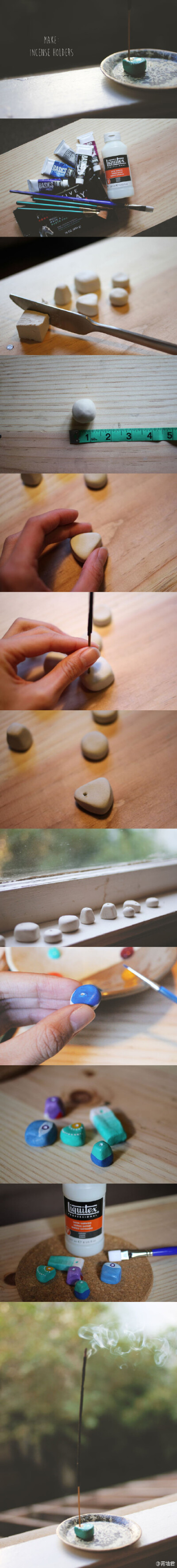 #Easy Incense Holders# by asergeeva，别致的小香插，一点点小心思。民那桑~不要因为忙碌就疏忽生活里的美妙小细节哟