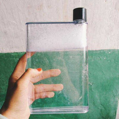 韩国ulzzang创意透明A5塑料水杯扁平便携随手杯简约运动纸张杯子