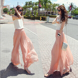 2015 Summer New Women's Chiffon wide leg pants,女雪纺阔腿裤