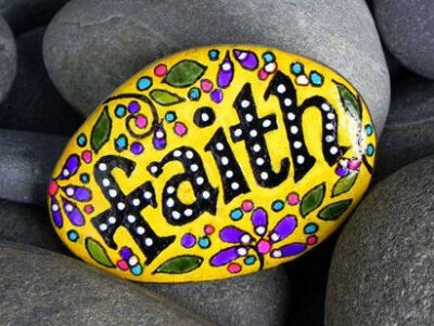 Faith / Painted Stone / Sandi Pike Foundas/ by LoveFromCapeCod, $35.00