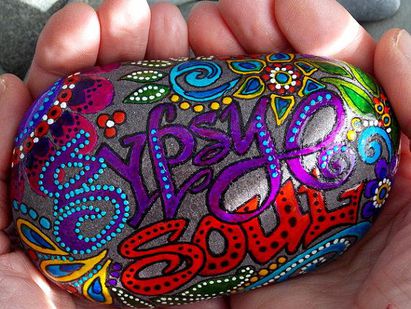 my dear friend Sandi paints these with all her heart..xx Gypsy Soul Sea Stone -Sandi Pike Foundas via Etsy.