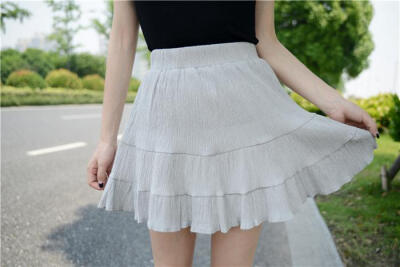 NSDX 韩国订单 压皱面料 松紧腰头 拼接半身裙 短裙