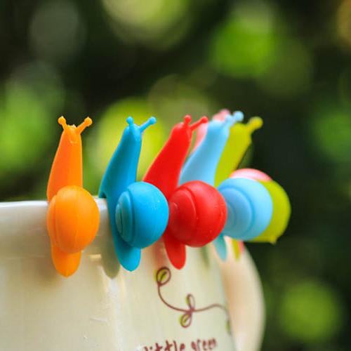 创意水晶果冻彩色蜗牛分杯器挂茶包器吊茶包杯子识别器6枚入