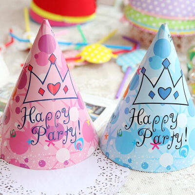 生日帽 宝宝生日用品 派对帽 party庆典装扮帽子 粉色蓝色皇冠