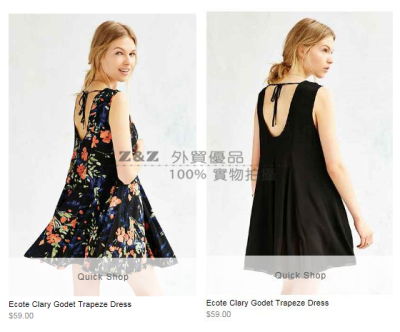 *品Ecote Clary Godet Trapeze Dress紫色连衣裙官网免代购