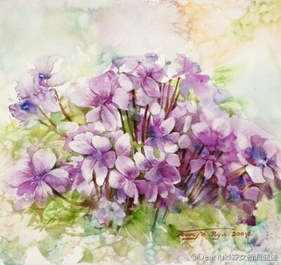 那些花儿，来自韩国画家Ryu Eunja的水彩作品