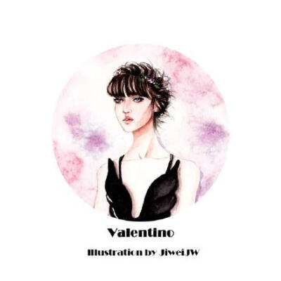 Valentino illustration by @ 季未燃JiweiJW 花釵底，髻云堆绿，花压鬓垂敛黛眉。