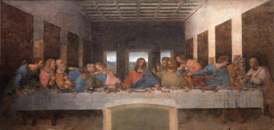 最后的晚餐﹝The last Supper﹞ 1498 年 湿壁画，460 x 880 公分 葛拉吉埃修道院，米兰 ﹝Milan﹞，意大利 达芬奇