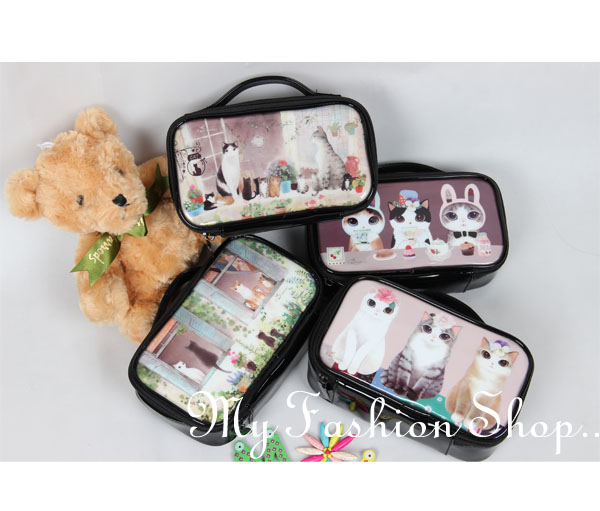 韩国 萌猫化妆包 防水洗漱包 旅游必备收纳包 手提包 妈咪包