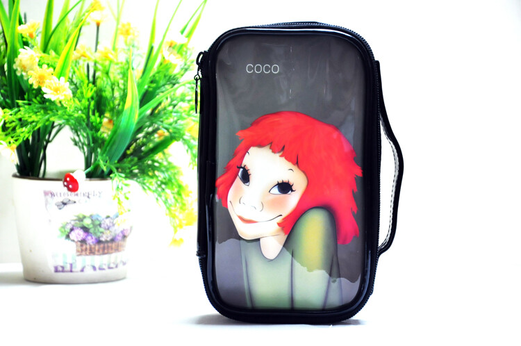 新品韩国版卡通可爱猫猫图案pvc镜面革防水洗漱小收纳化妆包包邮