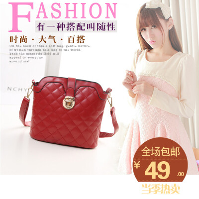 2015时尚菱格春夏热卖单肩斜挎包 水桶包 女士斜跨小包包