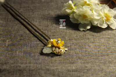 定制 ｜完售欣赏｜-满枝·云中花-捷克花瓣淡水珍珠花钗/汉服配饰