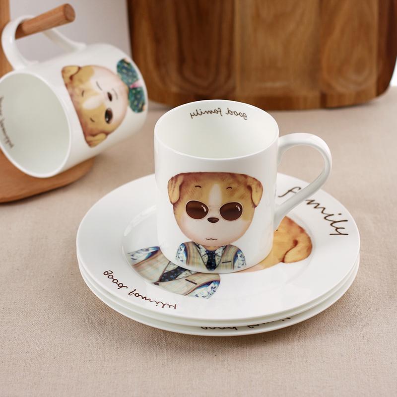 可爱小狗马克杯咖啡杯 高骨瓷杯子 北欧风创意陶瓷杯牛奶杯早餐杯