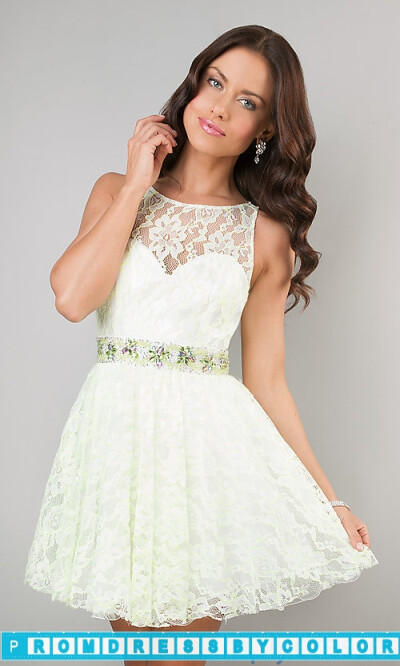 Cheap Short Lace Ivory Party Dress by Dave and Johnny, Fashion Holiday Dresses for Sale Online - Promdressbycolor.com