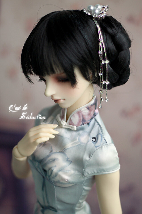 【月蓉坊】BJD-DD/DDdy/SD/SDGR/SD16 真丝旗袍 --墨莲--