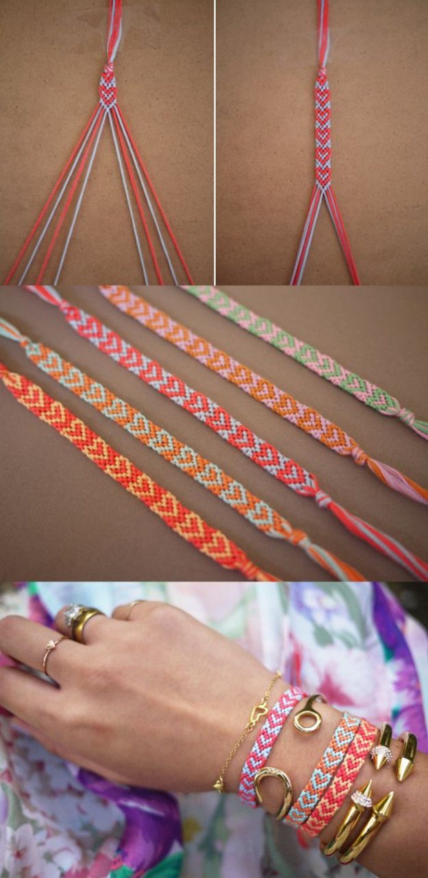 Heart Bracelet | A heart bracelet is one of the classic friendship bracelets patterns. #DiyReady www.diyready.com