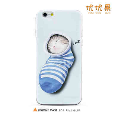 超萌袜子猫 创意苹果5s iphone6 plus case 手机壳 全包浮雕软壳