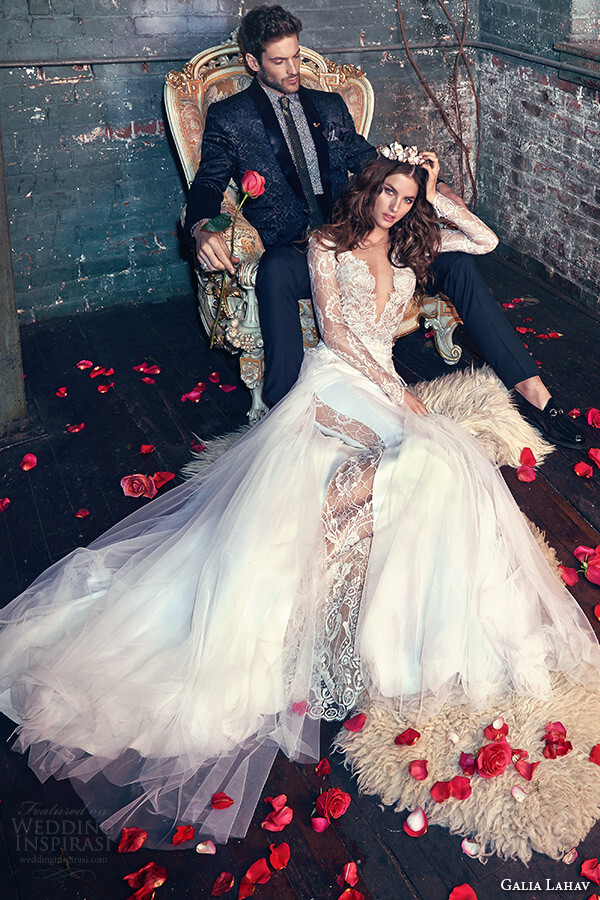 galia lahav spring 2016 bridal dresses long lace sleeves deep v neck plunging neckline mermaid wedding dress tiger lily 壁纸 婚纱 礼服 裙子 时尚 摄影