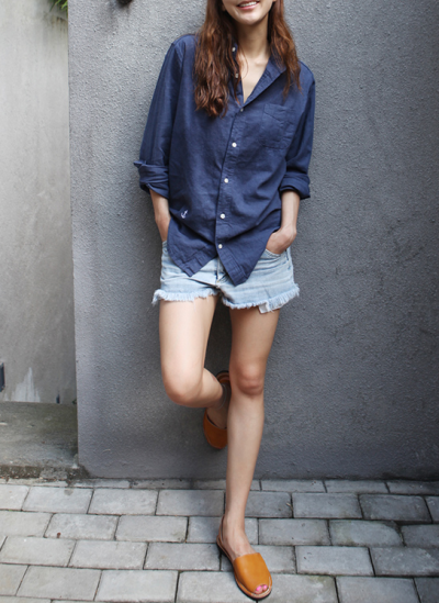 韓國代購Merci Midnight linen shirt