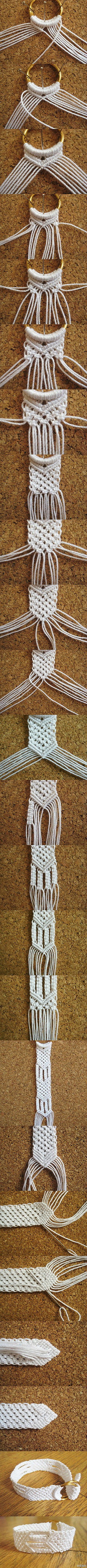 接着上面的编织绳,棉绳编织女生手镯/腰带…