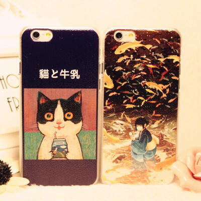  最日本复古创意可爱卡通猫咪iphone6 plus苹果6手机壳潮