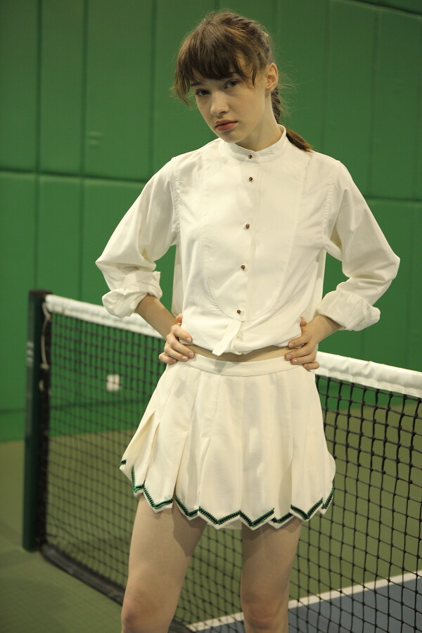 DOOLITTLE随意门SYM2015春夏新品女装 全棉白色衬衫式长袖连衣裙