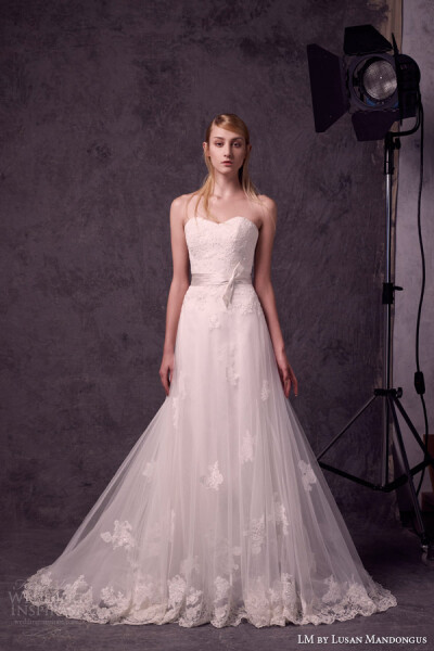 lm lusan mandongus bridal 2015 2016 strapless sweetheart wedding dress lace bodice sheer overlay skirt 壁纸 婚纱 礼服 裙子 时尚 摄影