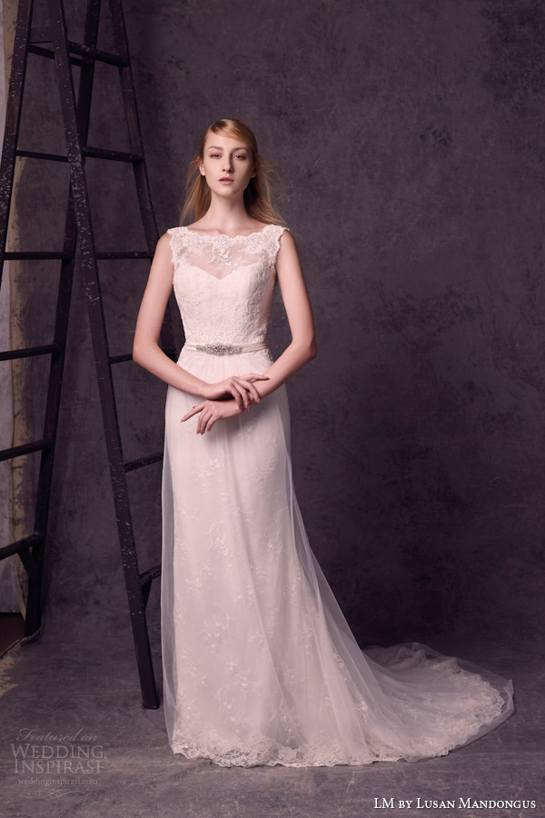 lm lusan mandongus bridal 2015 sleeveless bateau neckline wedding dress lace overlay 壁纸 婚纱 礼服 裙子 时尚 摄影