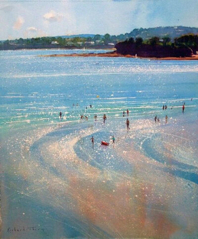 夏天的那片海。作者：英国水彩画家Richard Thorn