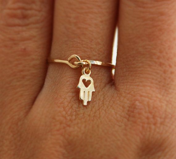 i want :'( ANY SIZE Hamsa gold ring 14K gold filled heart ring by kookime, $36.00