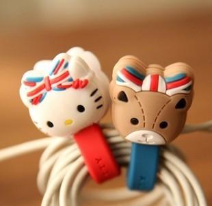 Hello Kitty 按扣式绕线器 理线器 英伦风耳机集线器整理收纳可爱