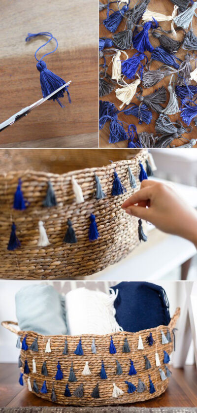 DIY tassel basket