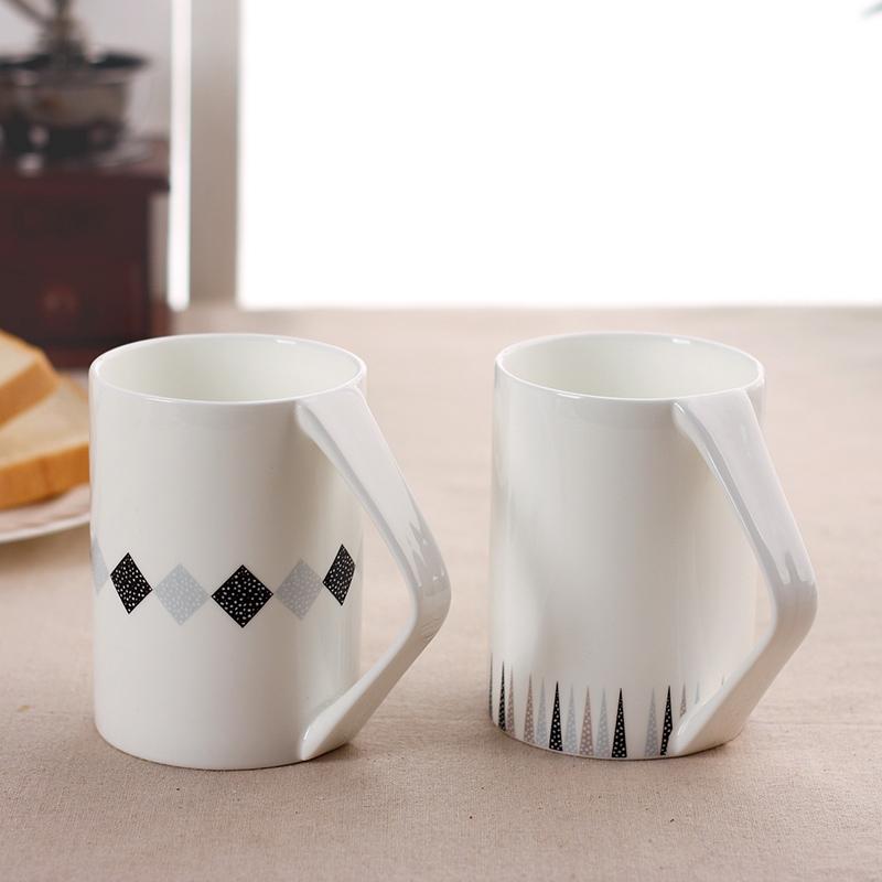 北欧风创意骨瓷杯 咖啡马克杯 几何形创意陶瓷杯水杯 质感细腻