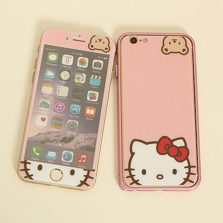 小熊Kitty猫iphone6彩膜6PLUS钢化彩膜iphone5s全屏钢化膜卡通膜