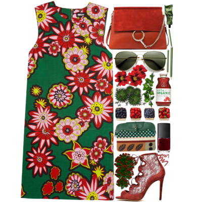 Song: Trading Yesterday - May I #floralprint #red #green #beoriginal @polyvore-editorial @polyvore