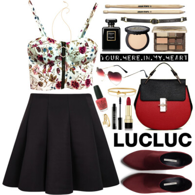 Promoted : www.lucluc.com Top : http://www.lucluc.com/tops/lucluc-white-floral-printed-crop-top-with-zipper.html Bag : http://www.lucluc.com/bags/lucluc-red-and-black-oval-shape-satchel-bag.html Sungl…