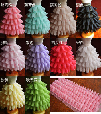定制 儿童蓬蓬裙纱花边辅料多色5层20cm宽立体网纱褶皱花边HB15050503