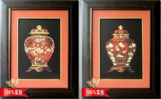 八号艺术 新中式客厅装饰画有框 双联画 进口画芯印刷画 福禄瓷瓶