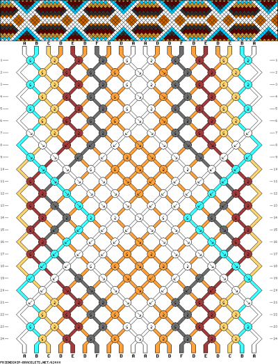 #macrame 20 strings, 6 colors, 24 rows