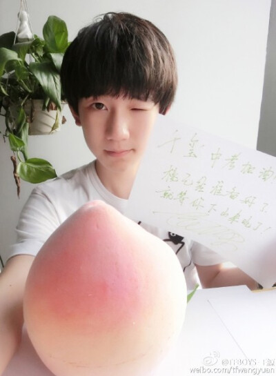 @TFBOYS-易烊千玺 中考加油！桃已经准备好了，就等你下山来吃了！