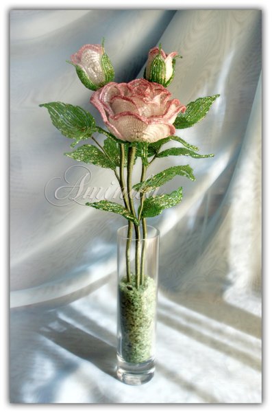 串珠花饰品配件艺术DIY手工串珠图纸教程小创意礼品鲜花黄色玫瑰