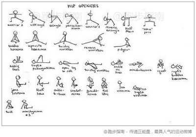 国外健身教练手绘拉伸示意图