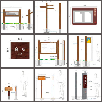 多项指示牌 总平面图 警示牌 停车场指示牌 草地牌 区域指示牌logo设计
