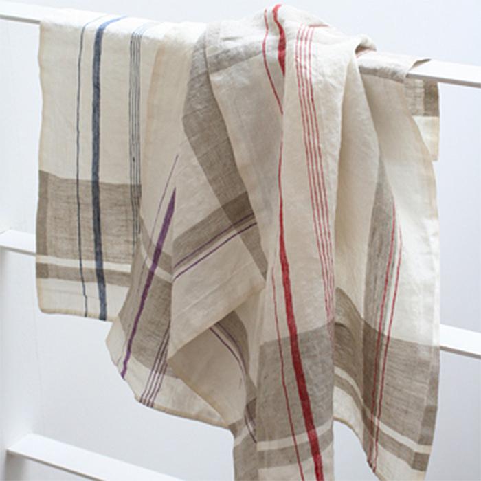 现货 立陶宛制 亚麻餐布餐垫 柔软感 复古 条纹 日本ZAKKA